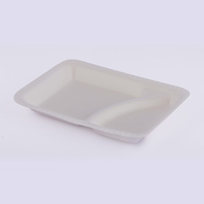 Plato rectangular con división PL92D degradable