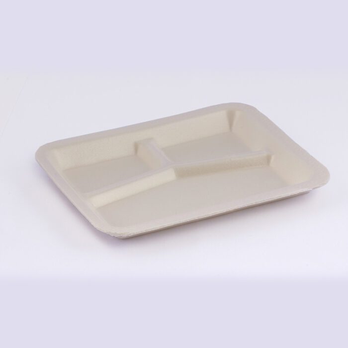 Plato rectangular con división PL9D degradable